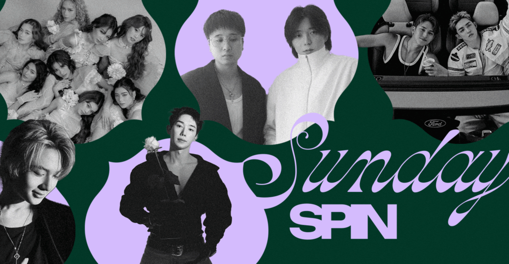 Sunday Spin October 5. Pictured from top left, clockwise: BINI, PRYVT, CxM, WONHO, and NuNew.