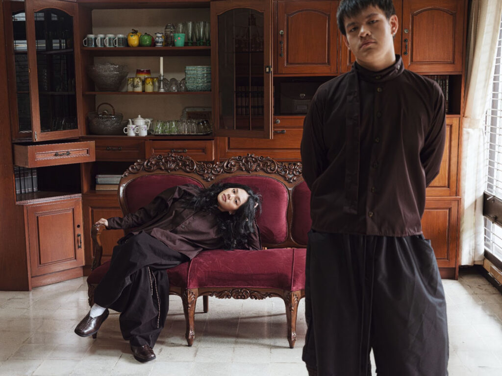 LAWÈ Atelier - two models dressed up in the Sirat collection.