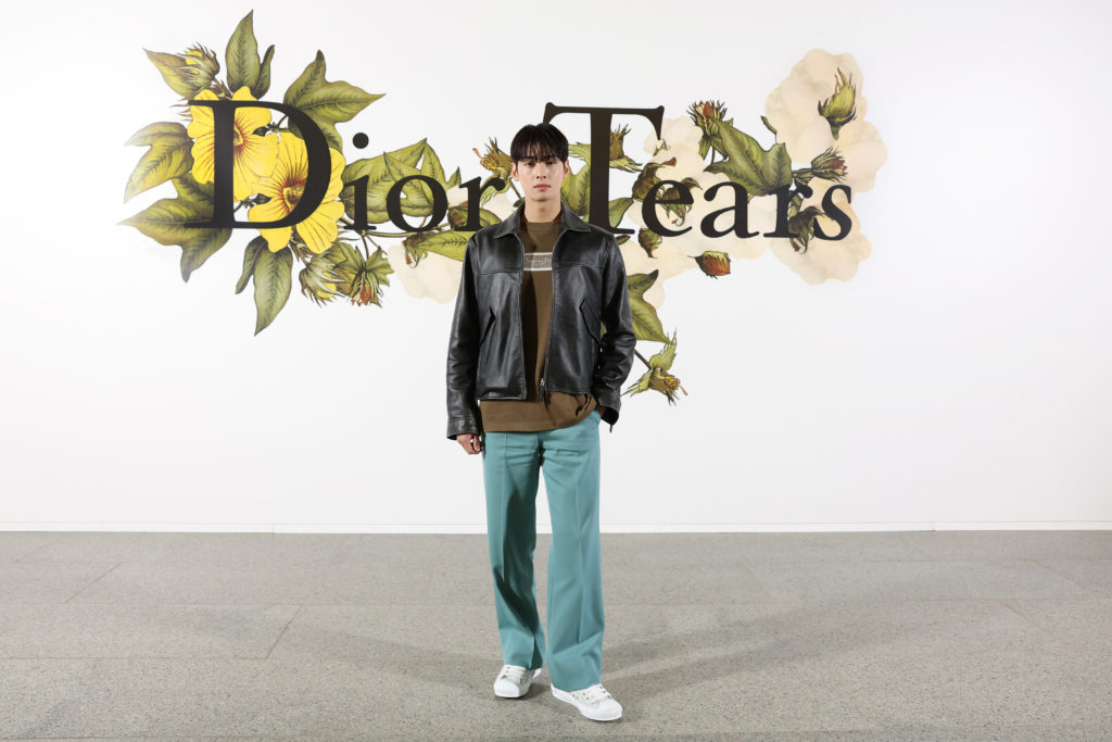 Cha Eun-woo Pops in Logo Sneakers at Dior's Fall 2023 Menswear