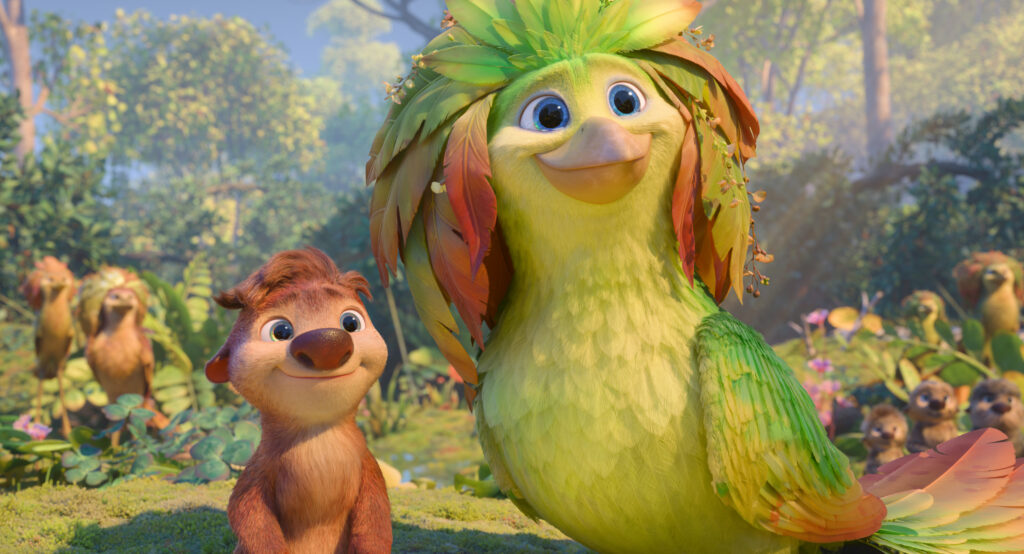 SWAPPED - A buddy comedy about a small woodland creature (voiced by Michael B. Jordan) and a majestic bird (voiced by Juno Temple)—natural sworn enemies of The Valley—who suddenly swap bodies and must team up (while walking in each other’s feathers and fur) to survive the wildest adventure of their lives.  Cr: Skydance Animation/Netflix © 2025