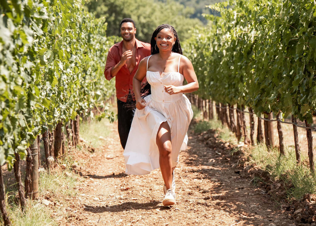 Halle Bailey and Regé-Jean Page in "You, Me, and Tuscany."